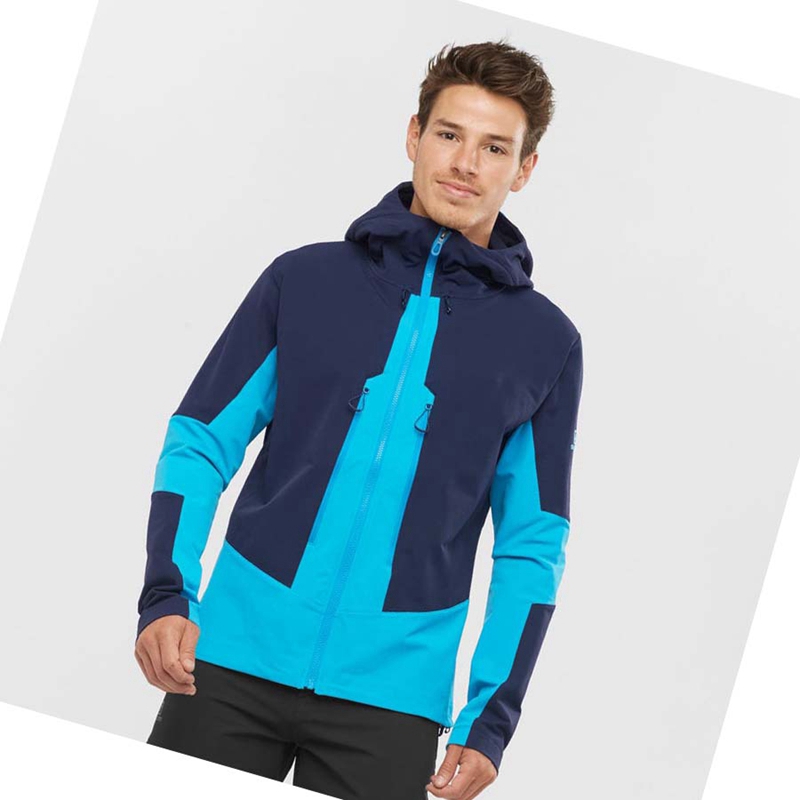 Vestes Salomon OUTPEAK SOFTSHELL Homme Bleu | PQRIGVK-91