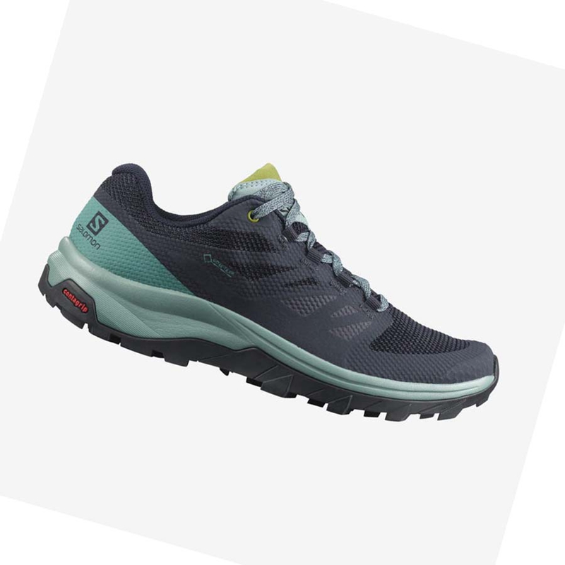 Chaussures Randonnée Salomon WoOUTLINE GORE-TEX Femme Noir Vert | BXYGIWC-95