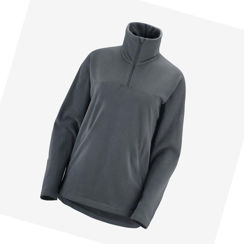 Sweat À Capuche Salomon ESSENTIAL COSY FLEECE Femme Grise | LUCVSYX-50