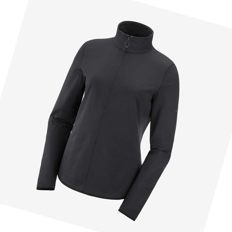 Sweat À Capuche Salomon ESSENTIAL LIGHTWARM Femme Noir | REQCNWH-20