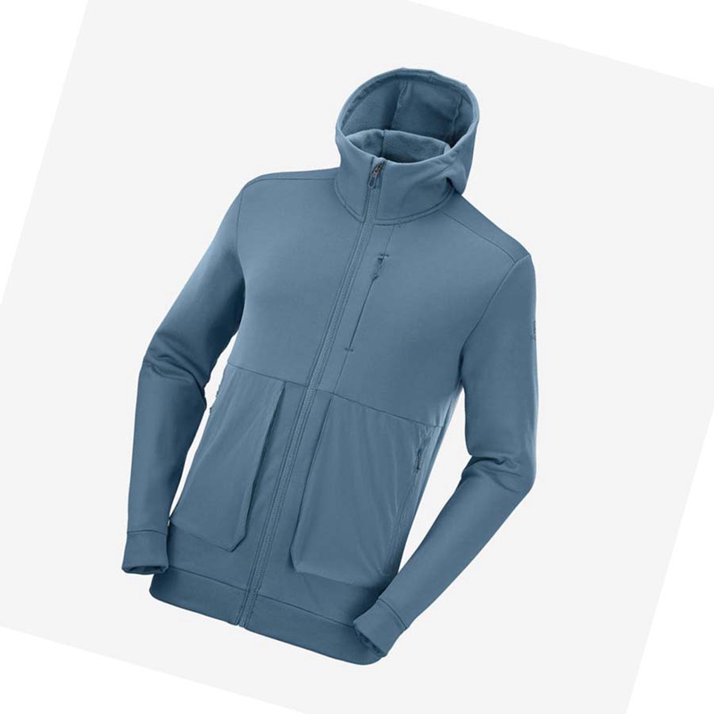 Sweat À Capuche Salomon ESSENTIAL WARM FLEECE Homme Bleu | JCXZRWT-80