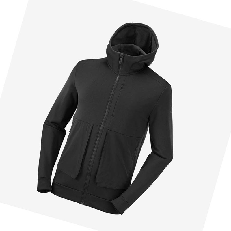 Sweat À Capuche Salomon ESSENTIAL WARM FLEECE Homme Noir | SDVWPTG-25