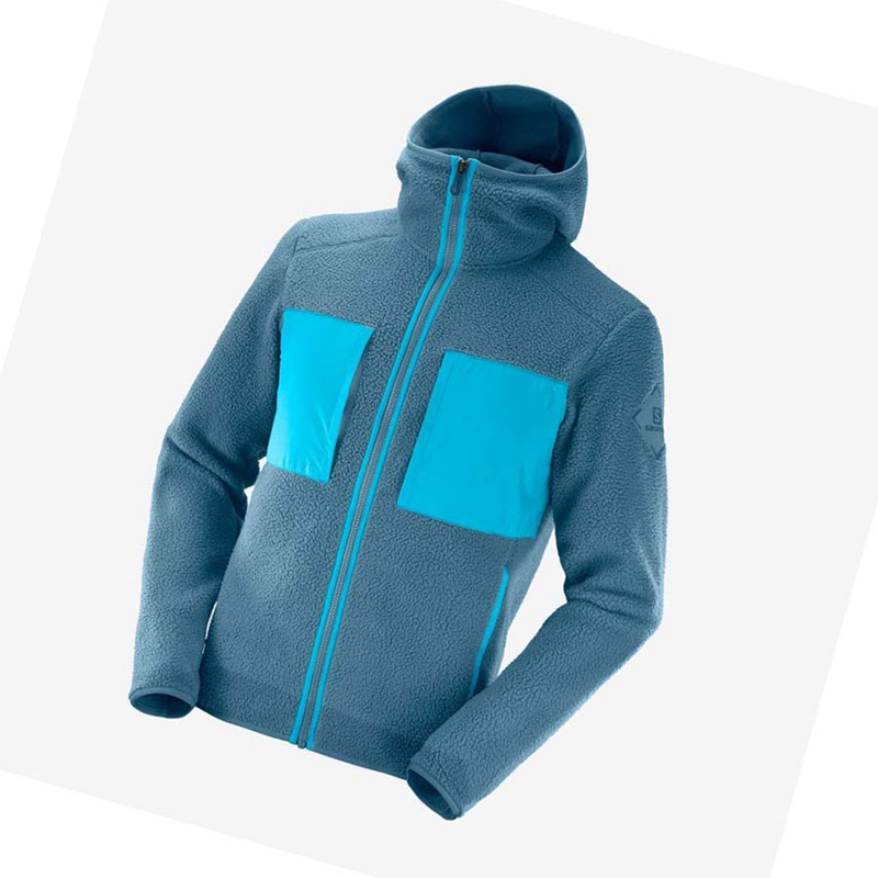 Sweat À Capuche Salomon ESSENTIAL WARM TEDDY Homme Bleu | LRBTQYM-54